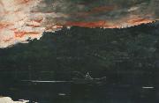 Winslow Homer Sunrise,Fishing in the Adirondacks (mk44) china oil painting reproduction